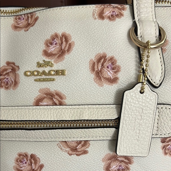 Coach Cream and Pink Floral Tote Bag - Picture 3 of 14